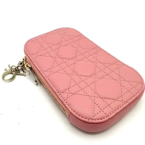 Dior Pink Cannage Champagne GHW Accessory Case Crossbody - Picture 6 of 8